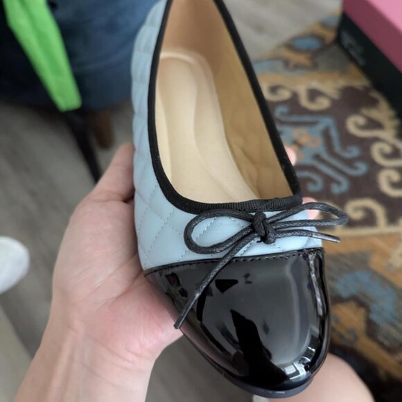 Women’s Comfortable Dressy Ballet Flats Shoes Bow Formal Flats Blue and Black - Picture 6 of 8